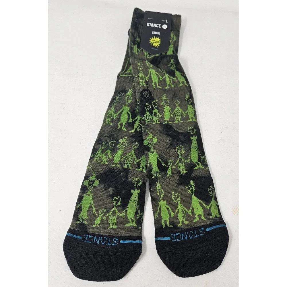 Stance‎ Casual Grinch - Down in Whoville Crew Socks, Men's Sz LG, 1 Pair, NEW!